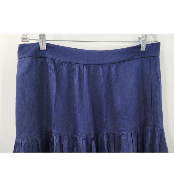 Lilly Pulitzer 100% Silk Blue Drop Waist Navy Casual Skirt Size 6 Tiered Crinkle - Picture 3 of 10